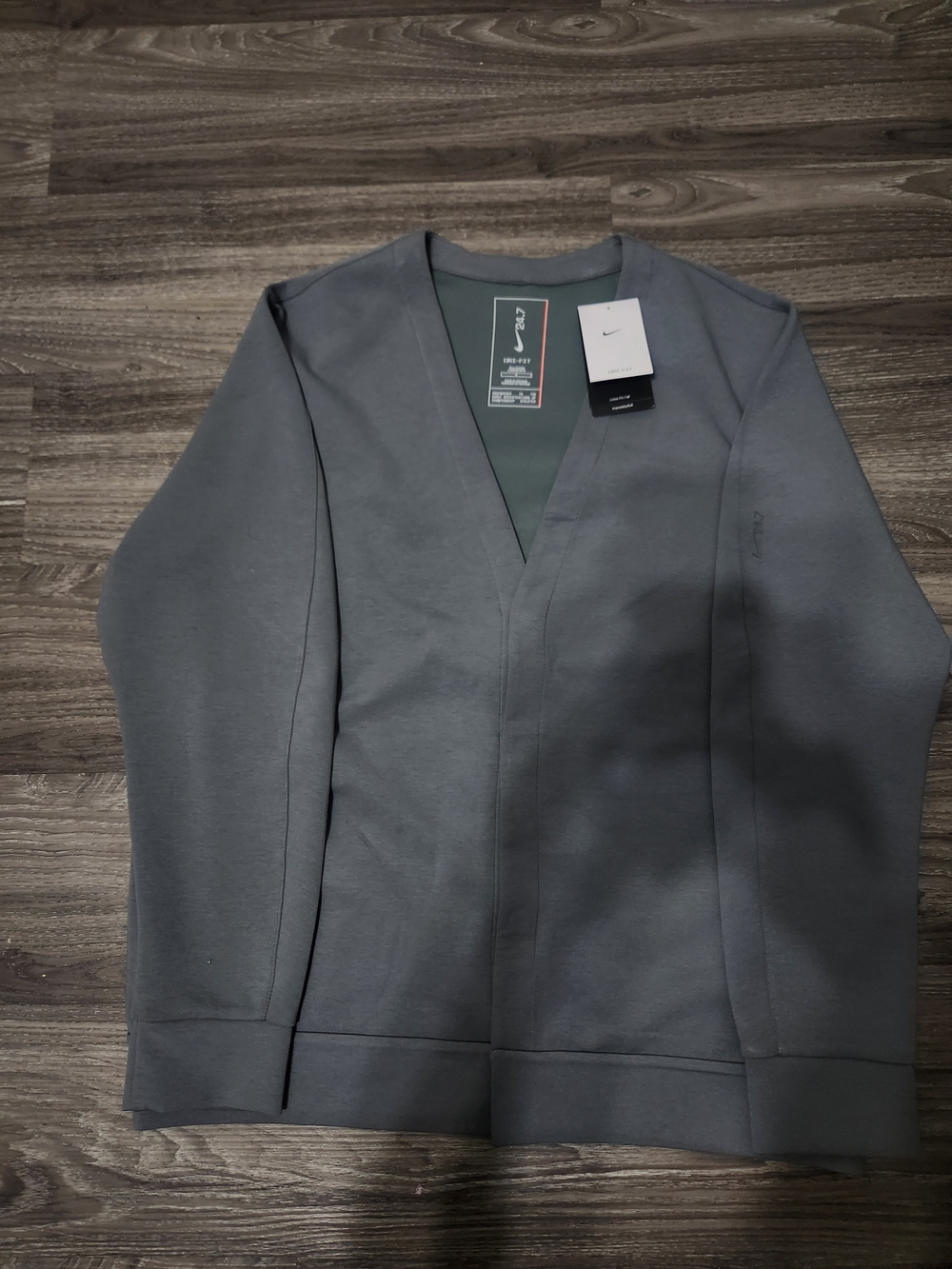 Nike 24.7 ImpossiblySoft Men’s Cardigan Gray Size L Dri-FIT HQ6948-084